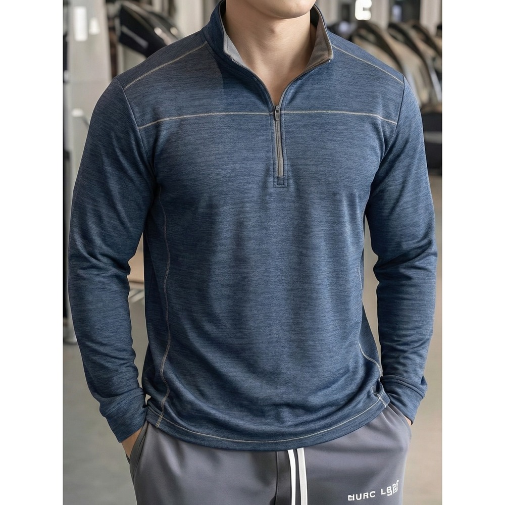 Pebble Beach Dry-Luxe Performance Quarter Zip Pullover XXL Heather Blue Golf Top